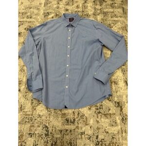 UNTUCKit Two Ply Cotton Button Down Shirt Mens XL Blue Stripe Wrinkle Free